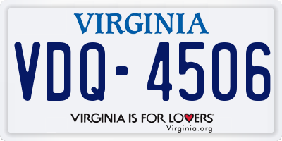 VA license plate VDQ4506