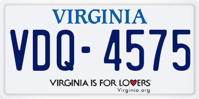 VA license plate VDQ4575