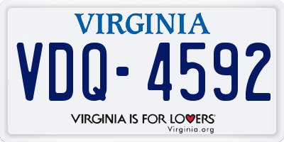 VA license plate VDQ4592