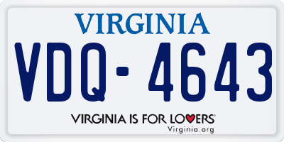 VA license plate VDQ4643