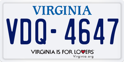 VA license plate VDQ4647