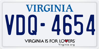 VA license plate VDQ4654