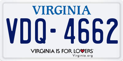 VA license plate VDQ4662