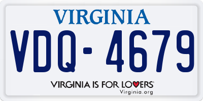 VA license plate VDQ4679