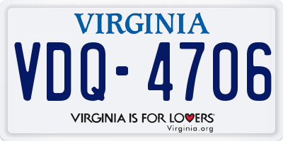 VA license plate VDQ4706
