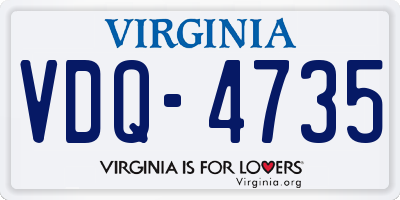 VA license plate VDQ4735