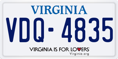 VA license plate VDQ4835