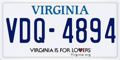 VA license plate VDQ4894