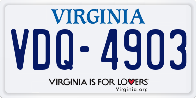 VA license plate VDQ4903