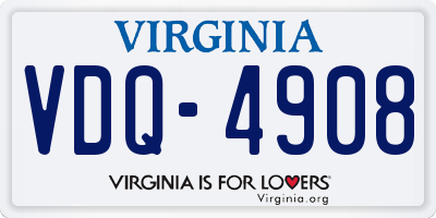 VA license plate VDQ4908