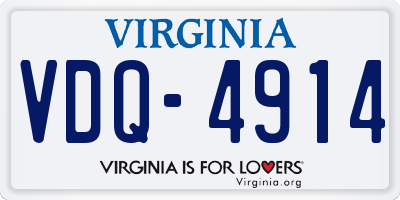 VA license plate VDQ4914