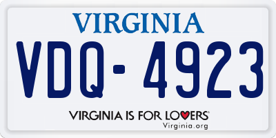 VA license plate VDQ4923
