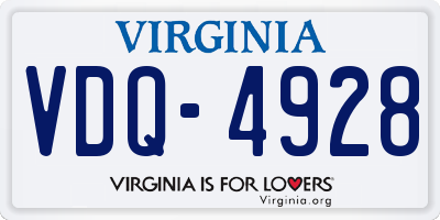 VA license plate VDQ4928
