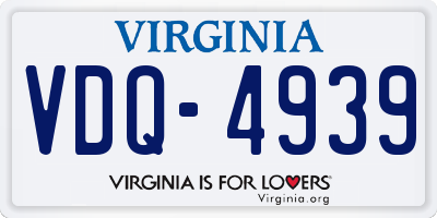 VA license plate VDQ4939
