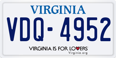 VA license plate VDQ4952