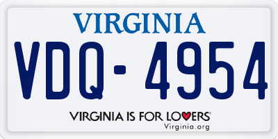 VA license plate VDQ4954