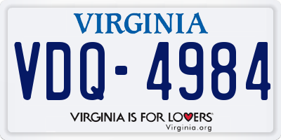 VA license plate VDQ4984