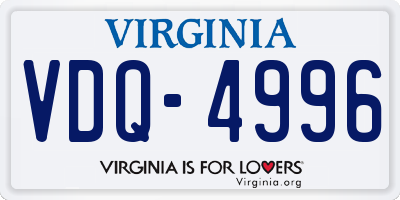 VA license plate VDQ4996