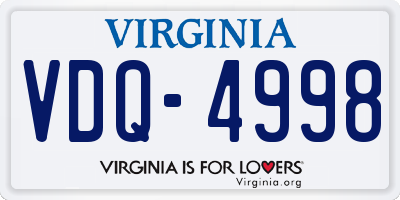 VA license plate VDQ4998