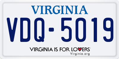 VA license plate VDQ5019