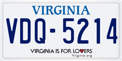 VA license plate VDQ5214