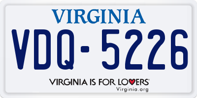VA license plate VDQ5226