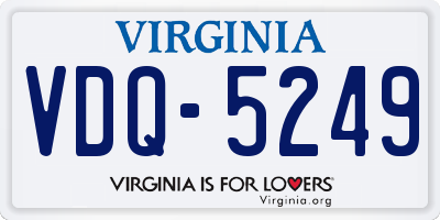 VA license plate VDQ5249