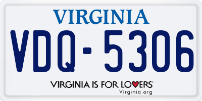VA license plate VDQ5306