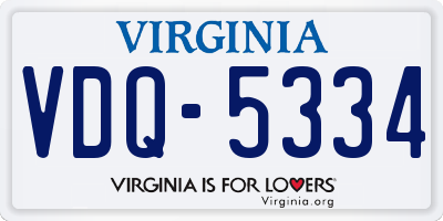 VA license plate VDQ5334