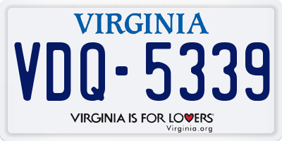 VA license plate VDQ5339