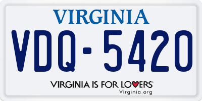 VA license plate VDQ5420