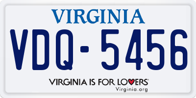 VA license plate VDQ5456