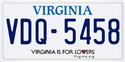 VA license plate VDQ5458