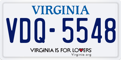 VA license plate VDQ5548