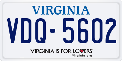 VA license plate VDQ5602