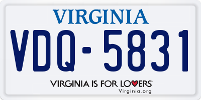 VA license plate VDQ5831