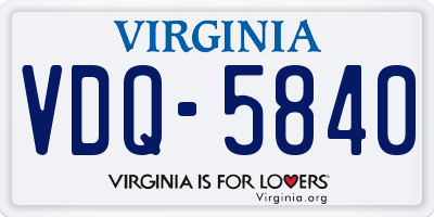 VA license plate VDQ5840