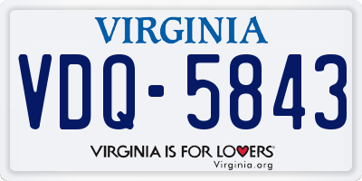 VA license plate VDQ5843