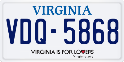 VA license plate VDQ5868