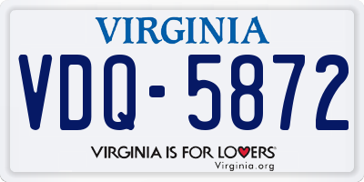 VA license plate VDQ5872