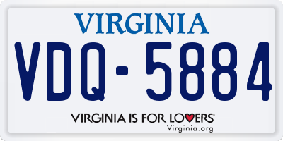 VA license plate VDQ5884