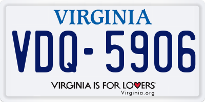 VA license plate VDQ5906