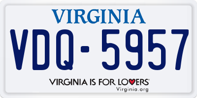 VA license plate VDQ5957
