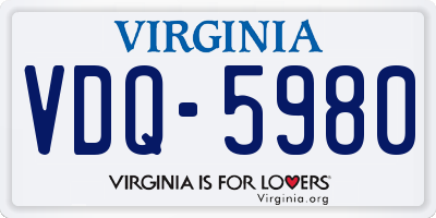 VA license plate VDQ5980