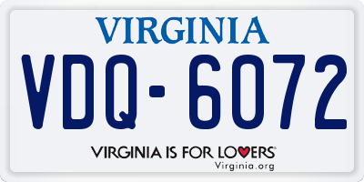 VA license plate VDQ6072