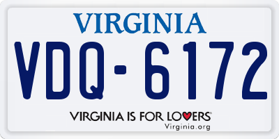 VA license plate VDQ6172