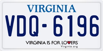 VA license plate VDQ6196