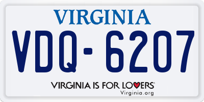 VA license plate VDQ6207