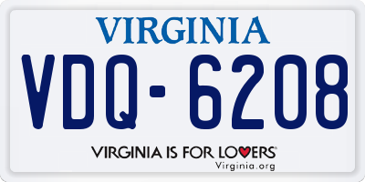 VA license plate VDQ6208