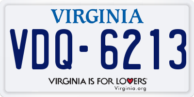 VA license plate VDQ6213